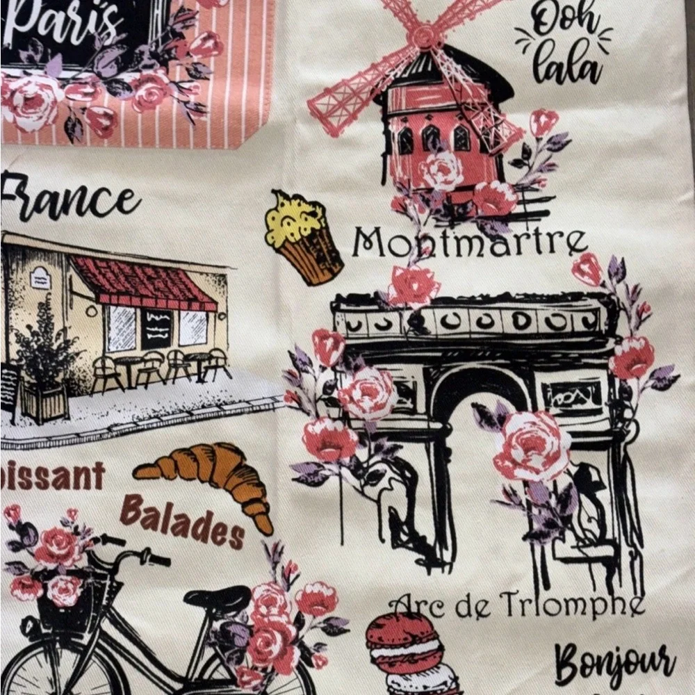 NWT Attitude Paris France Cooking Apron Paris Landmarks Heavy Canvas Adjustable - Picture 3 of 4